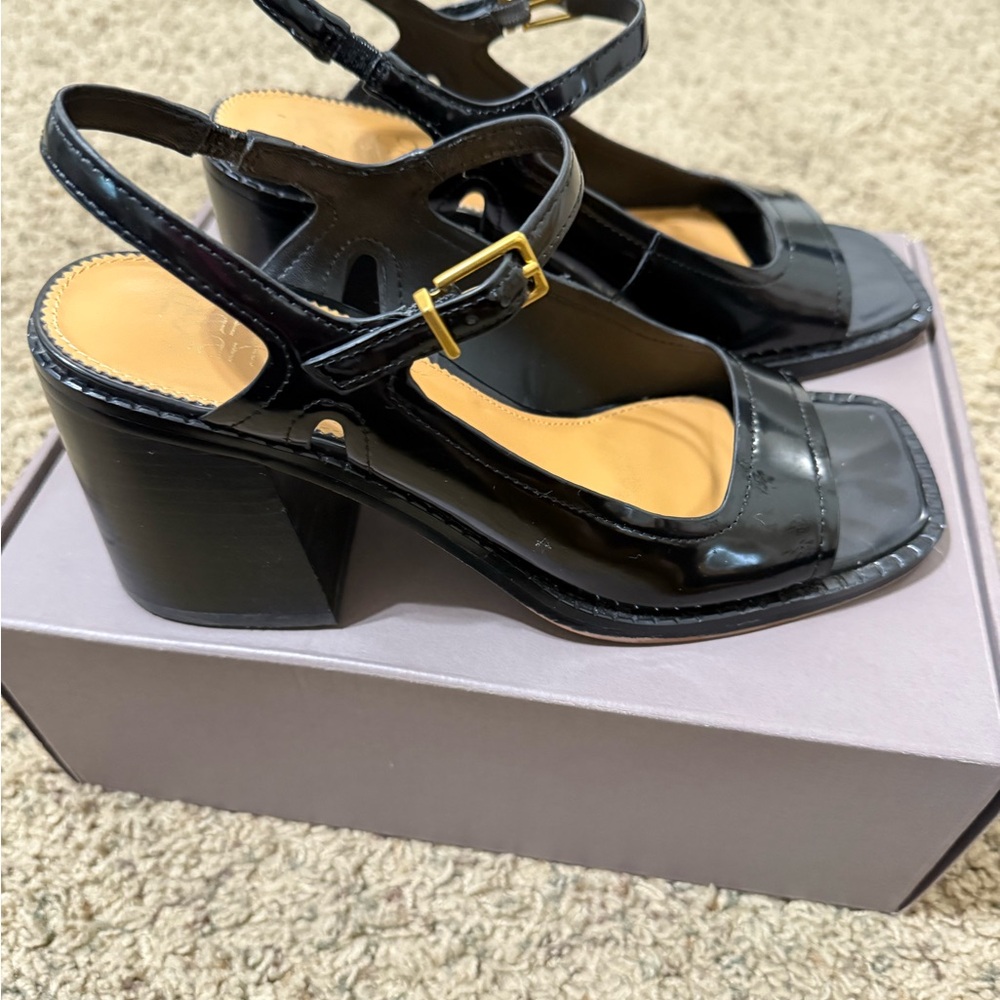 Franco Sarto Chic Black Women's Sandals with Block Heel leather
